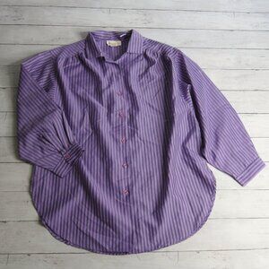 Peggy Lou Vintage Women's Purple Top Size 36 L Long Sleeve 70's 80's Blouse
